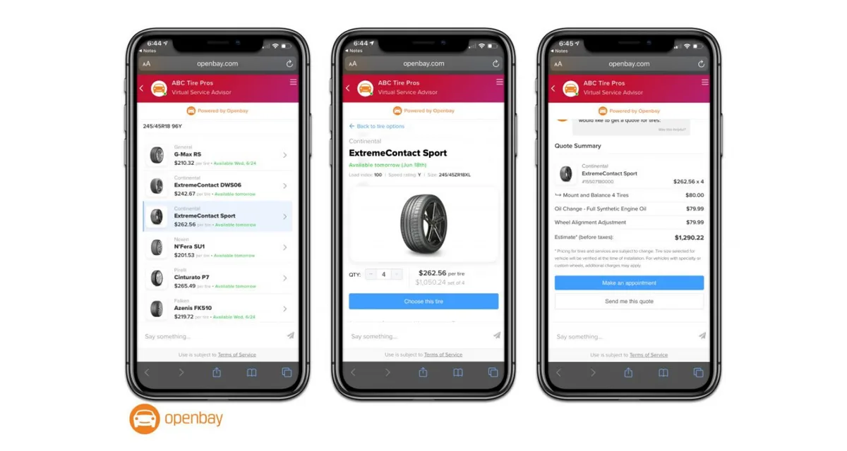 Openbay adds tire catalog and auto service in Openbay Otis platform