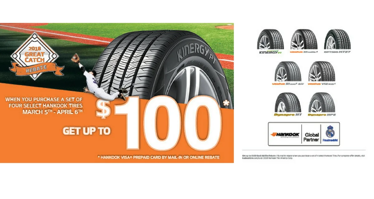 Hankook Tire to offer up $100 rebate with 2018 Great Catch promotion