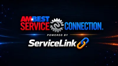 AMBEST Service Connection powered by ServiceLink logo on a dark blue background