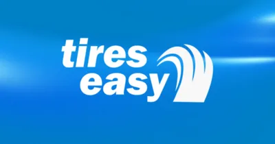 Tires Easy logo in white on a blue background