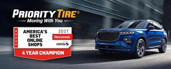 Priority Tire logo with Newsweek America's Best Online Shops 2027 badge