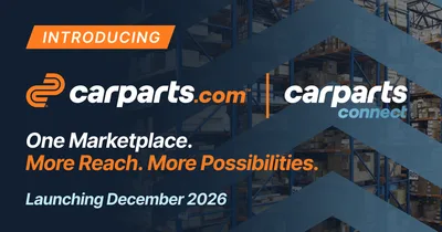 CarParts.com and CarParts Connect logos with 'Launching December 2026' text