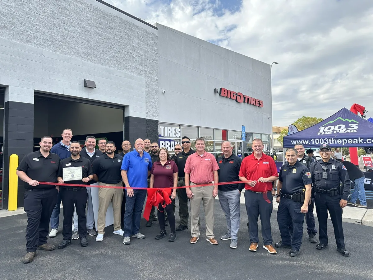 Leeds West Groups team, local officials and community members at the ribbon cutting for the new Big O Tires store on Coors Blvd. NW in Albuquerque.